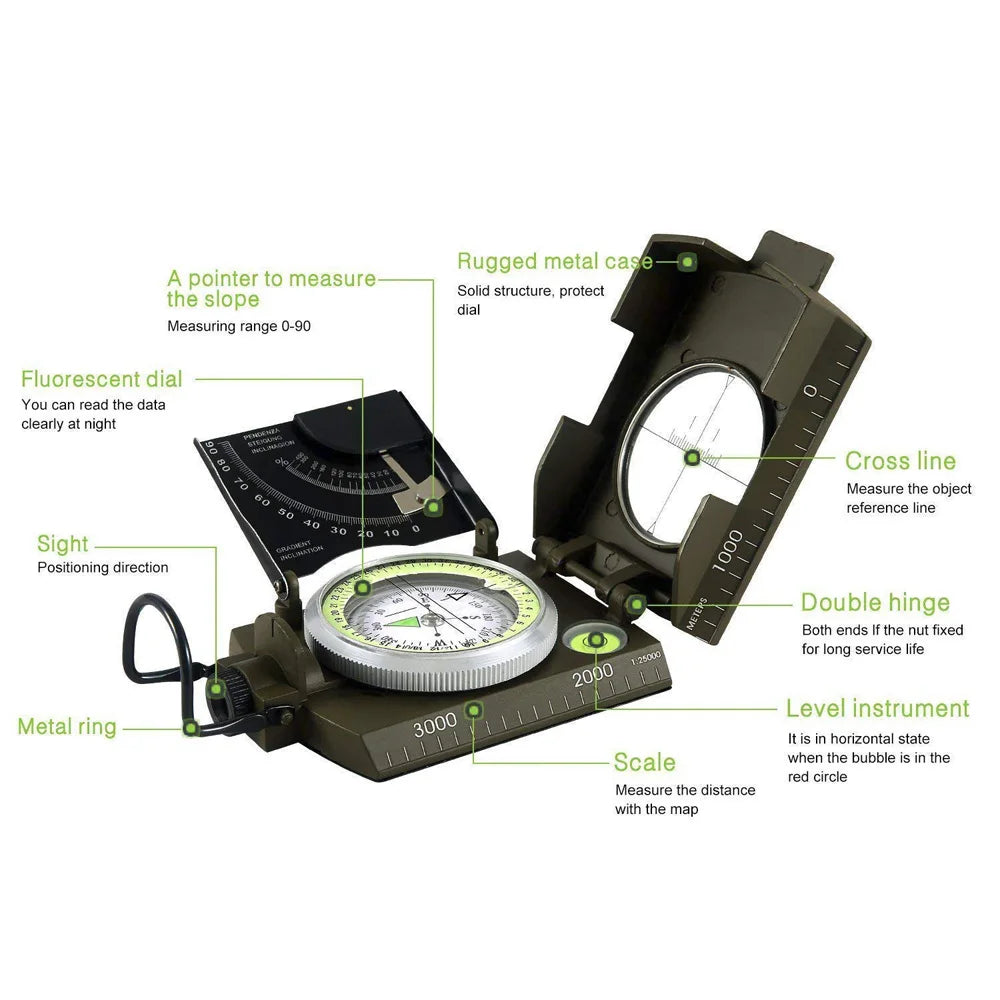 High Precision Outdoor Survival Military Compass