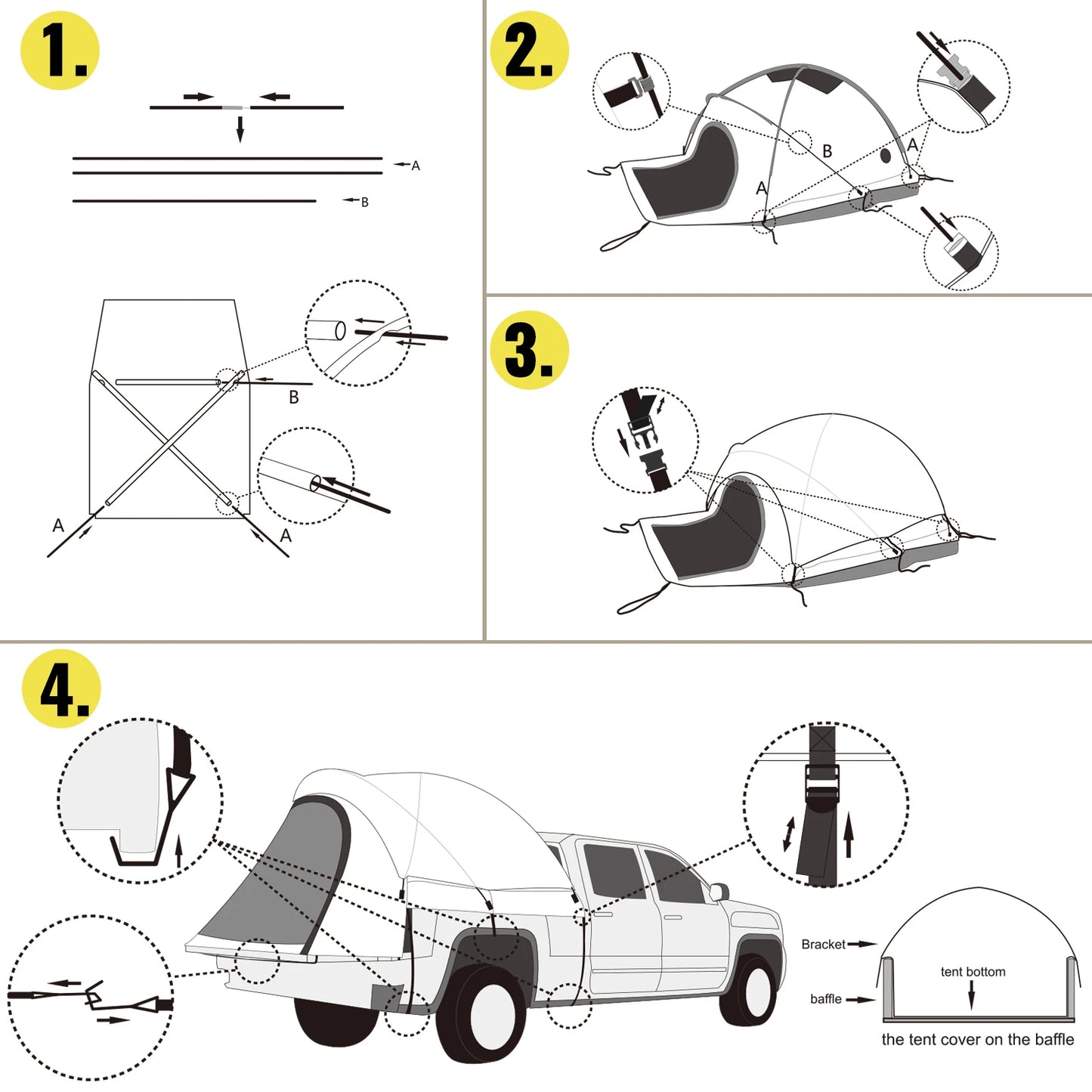 VEVOR 5-8 FT Waterproof Truck Tent for Camping Hiking